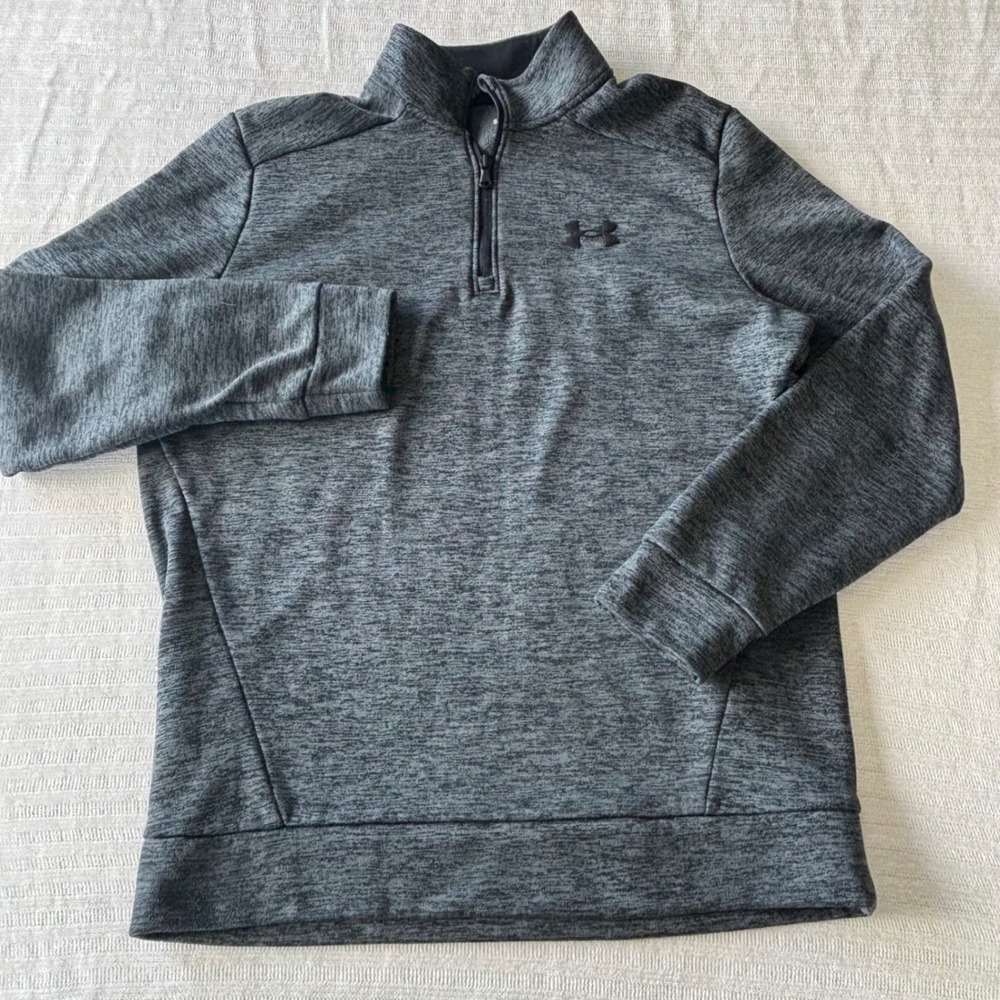 Under Armour Mens Armour Fleece 1/4 Zip Pullover Gray Heather 1373359 Size Small